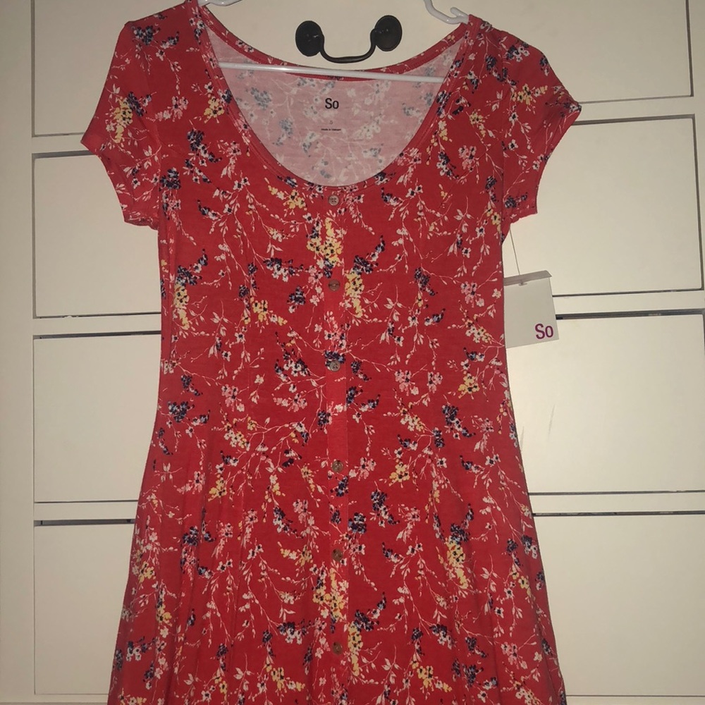 So Coral Floral Print Midi Dress